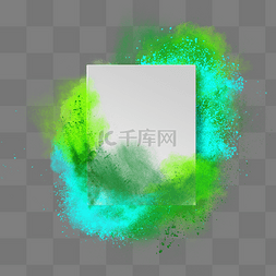 爆炸颗粒感图片_绿色系创意感手绘粉末文本框