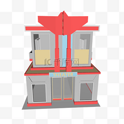 国外门关图片_两层小楼便利店