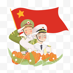 八一建军节敬礼军人png素材