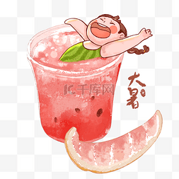 中国24节气小暑图片_大暑水果少女创意插画