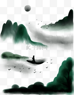 水墨背景山水画图片_水墨画背景山水