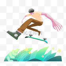 运动生活玩滑板少年素材