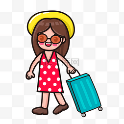 可爱的行李箱图片_拉旅行箱的女生