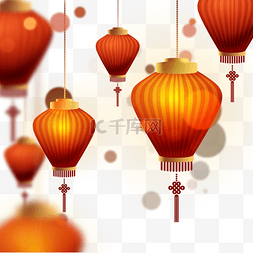 新年喜庆元素图片_红色光晕新年春节灯笼