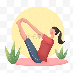 女人普拉图片_运动达人健身瑜伽女人女孩植物