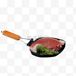 食材牛肉和煎锅