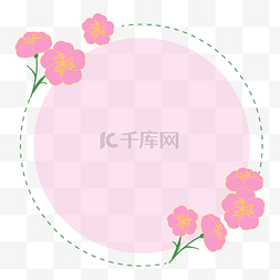 唯美樱花粉色圆形半透明边框