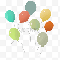 漂浮彩色气球装饰元素