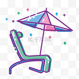 夏天沙滩躺椅遮阳伞