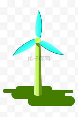 风力发电环保图片_绿色发电风车插画