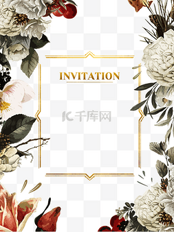 invitation图片_欧美清新装饰植物花卉金箔婚礼邀