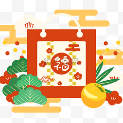 福袋和红包图片_卡通风格日本春节福袋