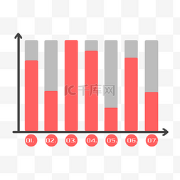 统计图表png图片_红色统计图表插画