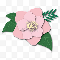 森系粉色花朵图片_粉色唯美立体剪纸花朵