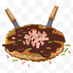 制作美味食物日本okonomiyaki