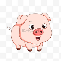 粉红色孕妇图片_手绘卡通小猪