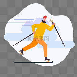 手绘卡通滑板图片_卡通手绘运动冬季滑雪插画