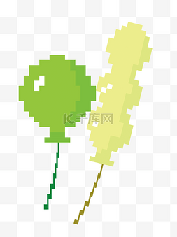 绿色卡通气球图片_绿色的像素气球插画