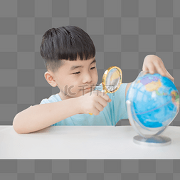 儿童教育小男孩图片_看地球仪的小男孩