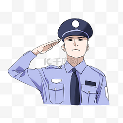 逆行者图片_行礼的警察手绘插画