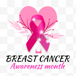 闪耀的粉红丝带和爱心breast cancer