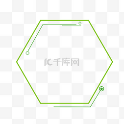 边框简约多边形图片_绿色六边形简约科技边框