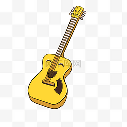 黄色的卡通吉他插画