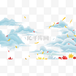 风景漫画背景图片_蓝色漫画风夏季天空云朵