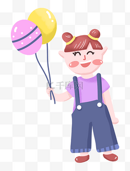 六一节快乐图片_六一儿童节女孩开心拿着气球
