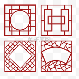 格子假两件图片_中国风剪纸窗花图案边框