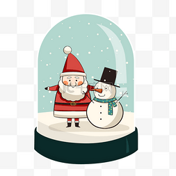 雪人和雪花图片_雪人和圣诞老人水晶球元素