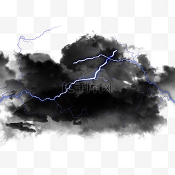 黑云朵图片_紫色强光闪电质感黑云