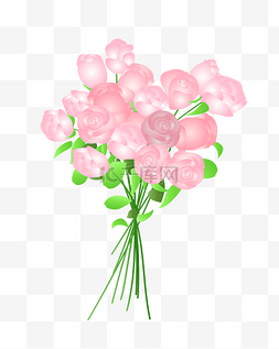 一束花朵图片_一束粉色的玫瑰花png图