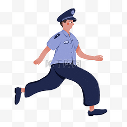 奔跑运动人物图片_奔跑的卡通警察