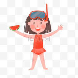 六一儿童节可爱女孩吃西瓜