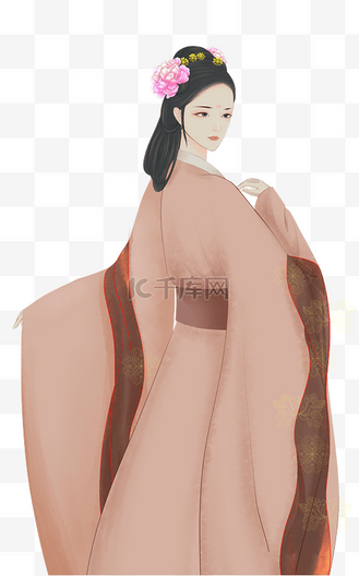 贵妃磨墨图片素材_古风言情花园贵妃侍女赏花