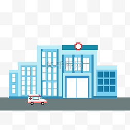 医院大楼和救护车