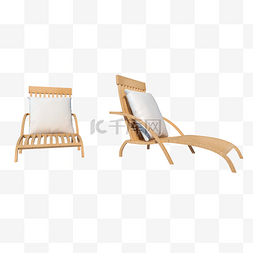 立体日式躺椅png图