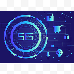 蓝色5G科技圆形图标