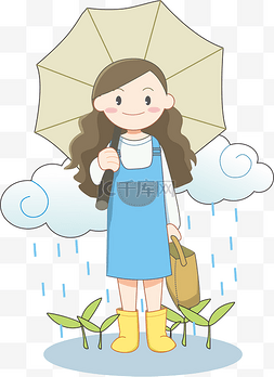 下雨打伞的女孩图片_谷雨打伞的女孩