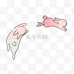 兔子蓝色图片_传统动物月兔跳跃