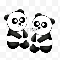 中国风水墨一对熊猫