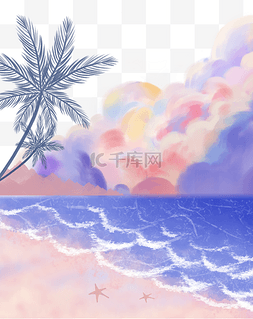 梦幻海滩图片_海边沙滩海滩风彩云椰子树