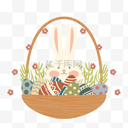 小兔子彩蛋篮子图片_复活节兔子彩蛋元素
