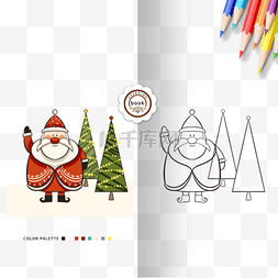 线圣诞老人稿图片_coloring book 圣诞老人卡通涂色卡