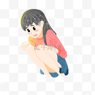 蹲着的女孩