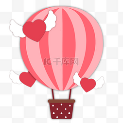 桃心热气球图片_七夕情人节卡通热气球爱心装饰