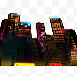 高楼霓虹灯图片_赛博朋克城市大楼