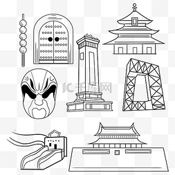 三国北京图片_线描旅行元素北京