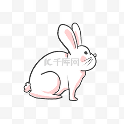 蹲坐钓鱼的人图片_可爱的卡通坐着的小兔子